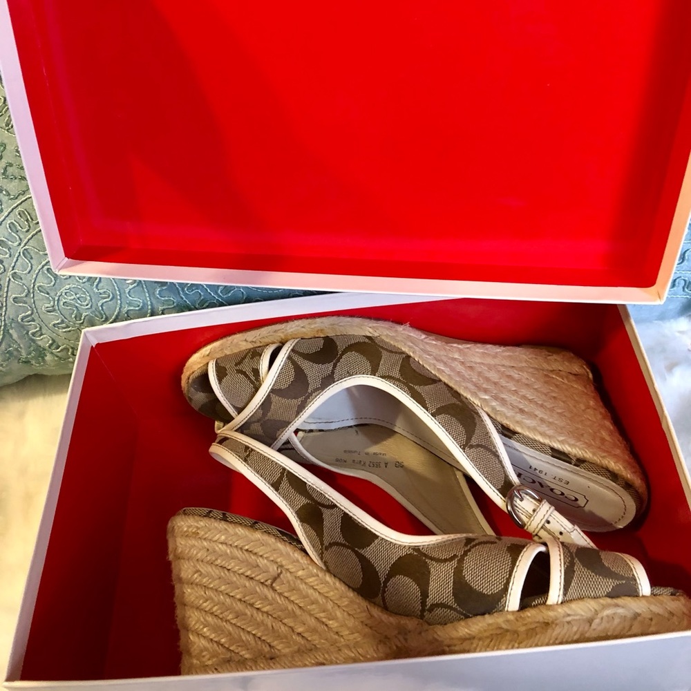Coach Espadrille Slingback Peeptoe Sandals - Picture 5 of 13